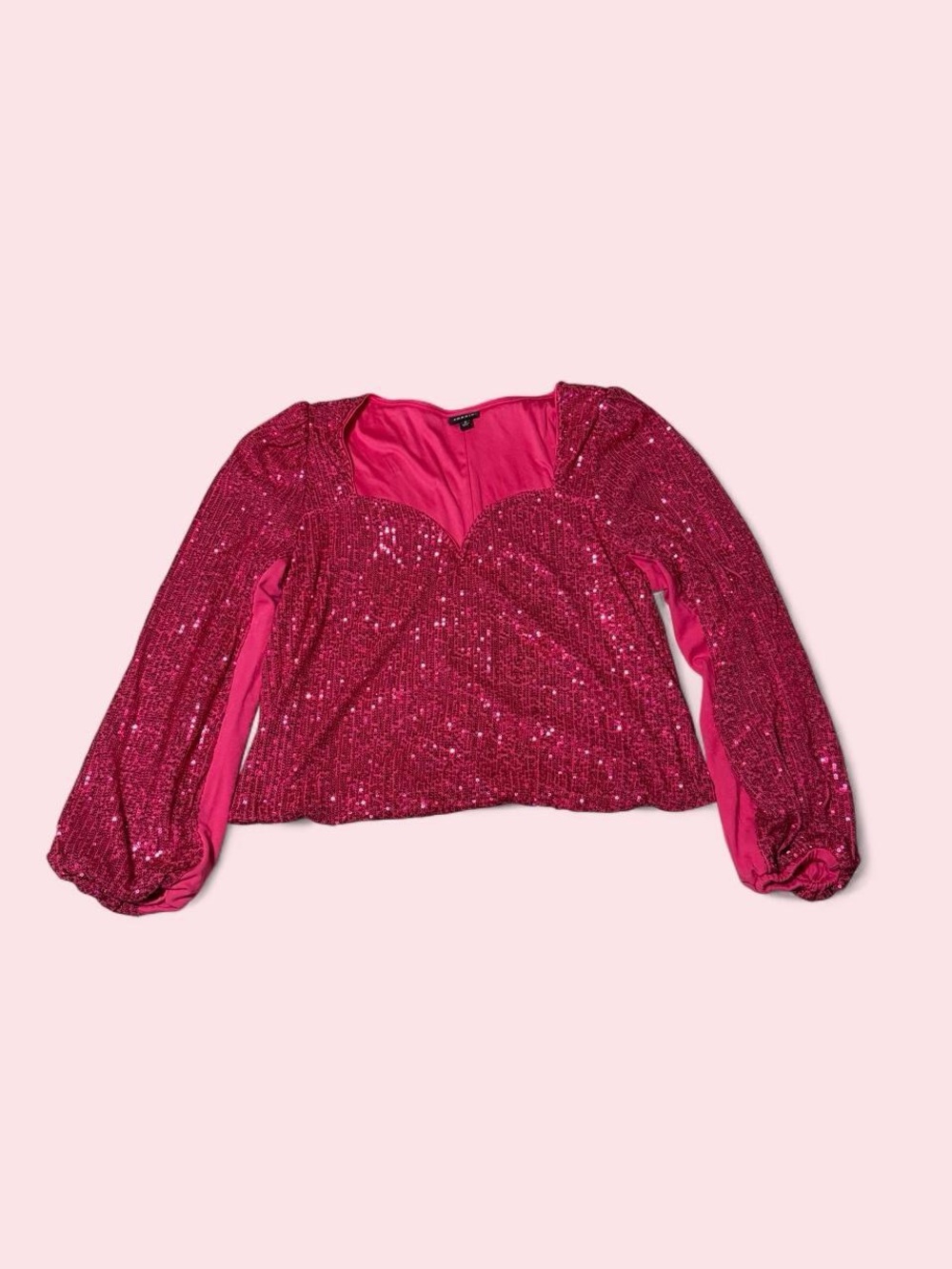 torrid Hot Pink Sequin Sweetheart Long Sleeve Top